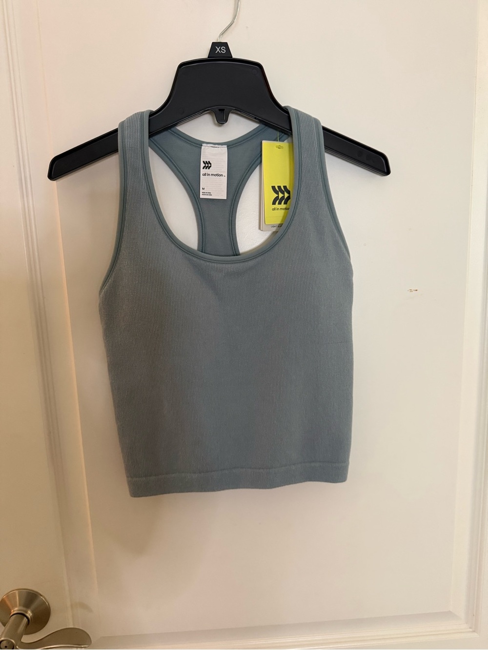 NWT all in motion Ribbed Racerback Crop Tank - Slate Blue Greenish